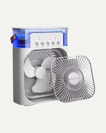 3’Ü 1 Arada Mini Klima Fan Usb Şarjlı, 7 Renk Gece Lambalı Ve Nemlendirici