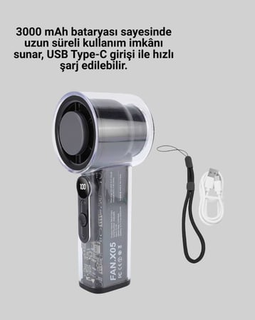 Sessiz Çalışan Taşınabilir Fan | USB Şarjlı ve Kompakt Tasarım