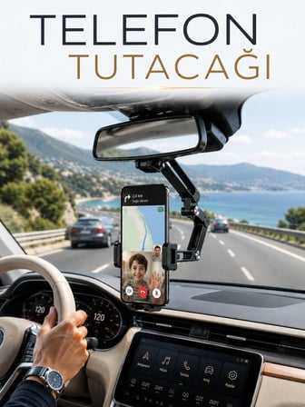 Katlanabilir Araç Telefon Tutucu Dikiz Aynasına Monte Telefon Standı