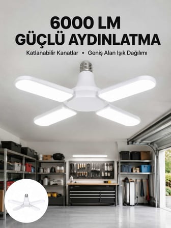 Enerji Tasarruflu LED Ampül 60 Watt 4 Kollu Beyaz Işık Yeni Nesil