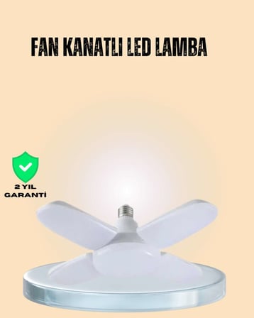 Yüksek İşık Güçlü Led Ampül 4 Kollu Katlanır Pervane Tasarım