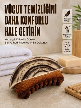 Yumuşak Kıllı Fırçası Vücut Temizleme Banyo Fırçası Ergonomik Tasarım