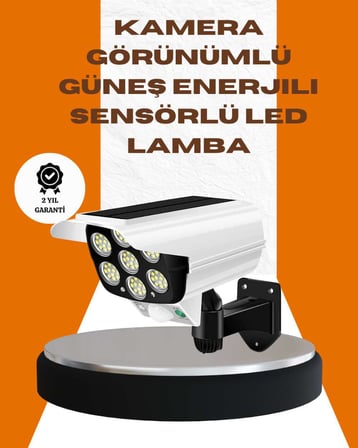 Solar Şarjlı Kamera Tasarımlı Led Duvar Lambası Hareket Sensörlü Dış Mekan Aydınlatma