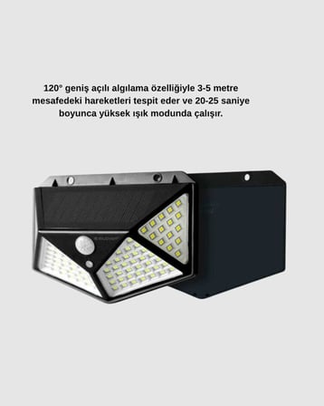 100 LED Güneş Enerjili Bahçe Lambası – PIR Sensörlü, IP65 Su Geçirmez Dış Mekan Aydınlatma