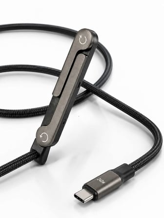 240W Type-C Telefon Standlı Örgülü Şarj ve Data Kablosu