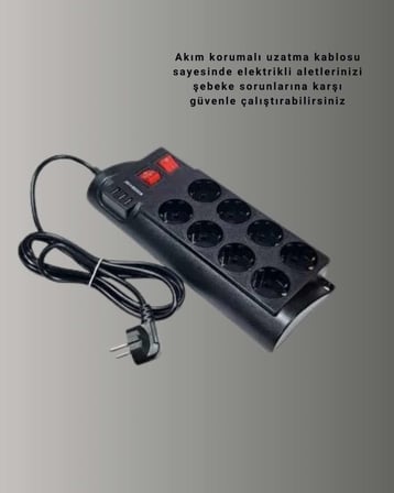 Termal Korumalı 8 Prizli 3 USB’li Uzatma Kablosu Yeni Nesil