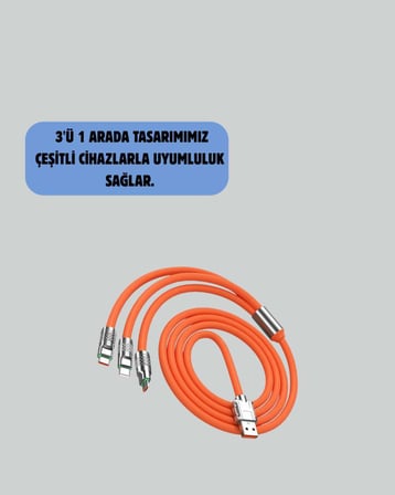 120 W Hızlı Çözüm Sunan 3'ü 1 USB Şarj Kablosu– Sağlam Gövde