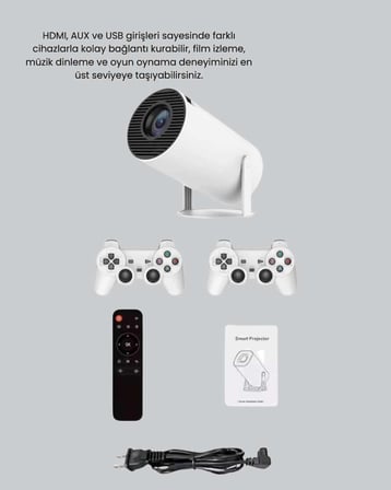 Taşınabilir Projeksiyon Cihazı 4K Destekli Wi-Fi Kablosuz Ekran Yansıtma