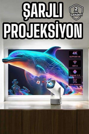 Taşınabilir Sinema Oyun Projektörü Akıllı Projeksiyon Android 11 Yeni Nesil
