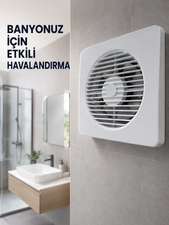 20 W Havalandırma Fanı 150 mm Bağlantı Çapı 20,8 x 20,8 cm Dekoratif Aspiratör