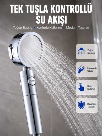 ve Yağmur Modlu Su Tasarruflu Duş Başlığı