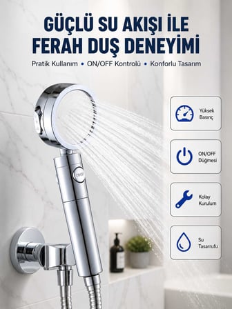Şelale Sisi ve Özellikli Banyo Duş Başlığı