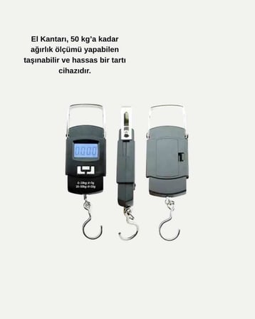Portatif Dijital El Kantarı – Bavul, Kargo ve Paket Tartı Cihazı 50 Kg