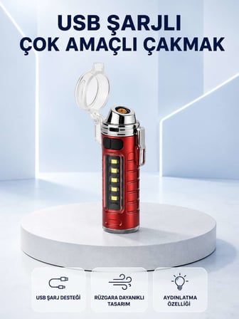 Usb Sarjli Ruzgar Gecirmez Elektrikli Cakmak El Fenerli