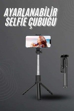 Selfie Çubuğu Tripod Bluetooth Kumandalı Selfie Çubuğu Telefon Tutucu