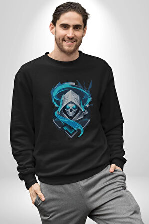 Buzların Efendisi Kurukafa Kadın Erkek  Siyah Baskılı Sweatshirt 