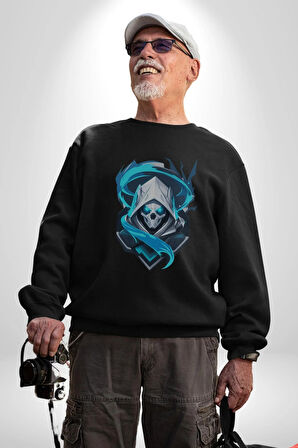 Buzların Efendisi Kurukafa Kadın Erkek  Siyah Baskılı Sweatshirt 
