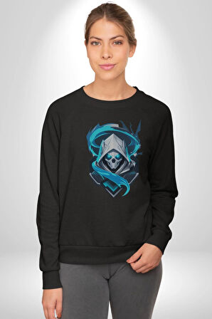 Buzların Efendisi Kurukafa Kadın Erkek  Siyah Baskılı Sweatshirt 