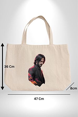 John Wick Karakter 47X36x8 Kadın Erkek Çocuk Kanvas Körüklü Büyük Boy Çanta