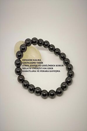 Sertifikalı 8 Mm Hematit Doğaltaş Bileklik