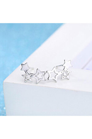 925 Ayar Zirkon Taşlı Yıldız Figürlü Gümüş Kolye Küpe Seti Hediyelik