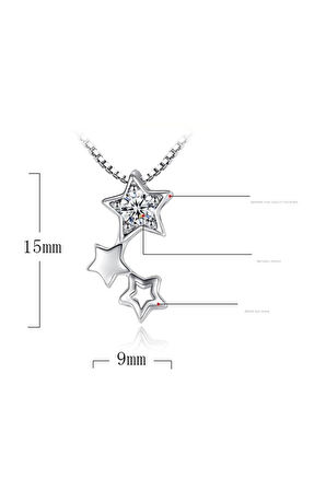 925 Ayar Zirkon Taşlı Yıldız Figürlü Gümüş Kolye Küpe Seti Hediyelik
