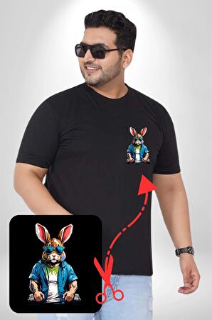 Halter Spor Güneş Gözlüüğü Tavşan Siyah Büyük Beden Kadın Basic Minimal Baskılı Tişört
