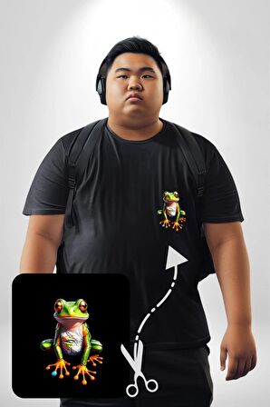 Frog Kurbağa Prens  Siyah Büyük Beden Kadın Basic Minimal Baskılı Tişört