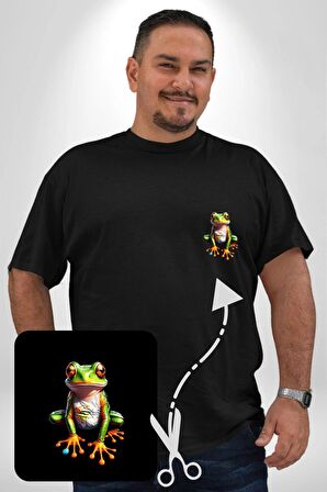 Frog Kurbağa Prens  Siyah Büyük Beden Kadın Basic Minimal Baskılı Tişört