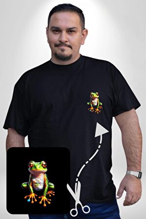 Frog Kurbağa Prens  Siyah Büyük Beden Kadın Basic Minimal Baskılı Tişört