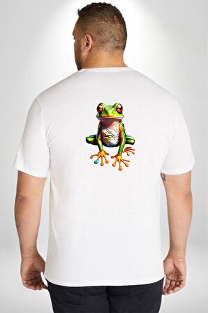 Frog Kurbağa Prens  Büyük Beden Beyaz Tişört Kadın Erkek Ünisex Sırt Baskılı