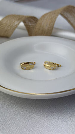 Taşlı Altın Küpe