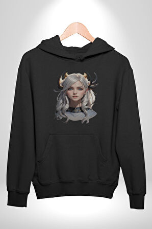 Koç Kadın Savaşcı Kadın Erkek  Siyah Kapüşonlu Sweatshirt Hoodie