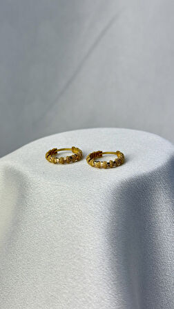 Desenli Halka Altın Küpe