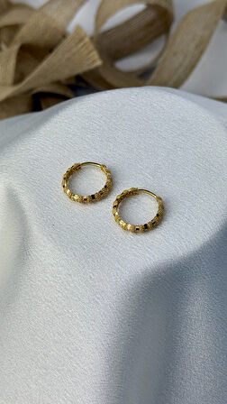 Desenli Halka Altın Küpe