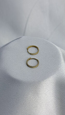 Örgü Model Halka Altın Küpe 