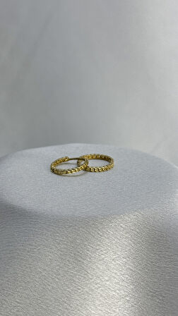 Örgü Model Halka Altın Küpe 