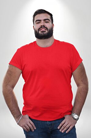 Beyaz Kurt Kafası Büyük Beden Kırmızı Tişört Kadın Erkek Ünisex Sırt Baskılı