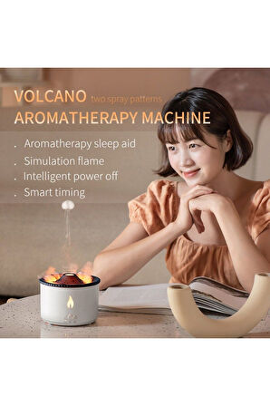 Volkanik Alev Görünümlü Uzaktan Kumandalı Aroma Difüzör – 360 ml Kapasiteli Buhar Makinesi
