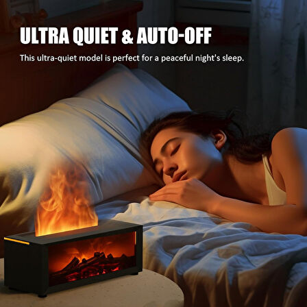 Beyaz Renk Şömine Görünümlü 7 Renk Alev Efektli Aromaterapi Difüzörü  150 ml