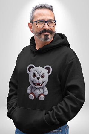 Freddy Korkunç Ayı Kadın Erkek  Siyah Kapüşonlu Sweatshirt Hoodie