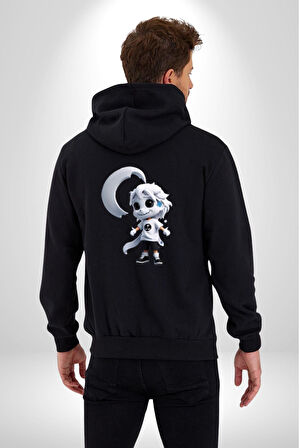 Japon Anime Baruto Momoshiki  Kadın Erkek Siyah Renk Kapüşonlu Kanguru Cepli  Fermuarlı Pamuklu Oversize Dijital Baskılı Hırka Sweatshirt