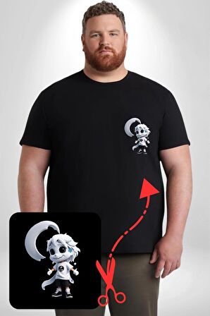 Japon Anime Baruto Momoshiki  Siyah Büyük Beden Kadın Basic Minimal Baskılı Tişört
