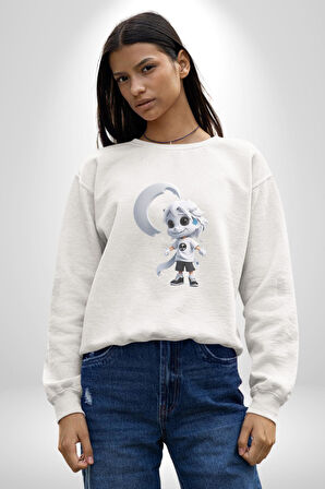 Japon Anime Baruto Momoshiki  Kadın Erkek  Beyaz Baskılı Sweatshirt 
