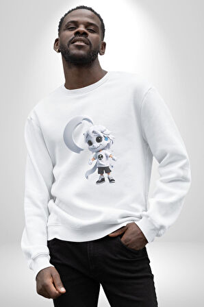 Japon Anime Baruto Momoshiki  Kadın Erkek  Beyaz Baskılı Sweatshirt 