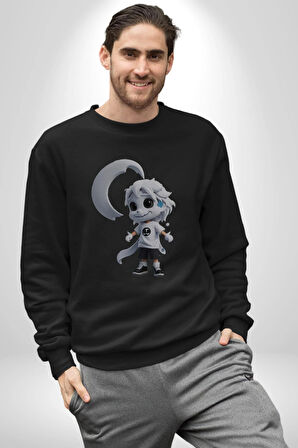 Japon Anime Baruto Momoshiki  Kadın Erkek  Siyah Baskılı Sweatshirt 