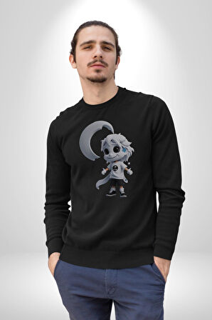 Japon Anime Baruto Momoshiki  Kadın Erkek  Siyah Baskılı Sweatshirt 