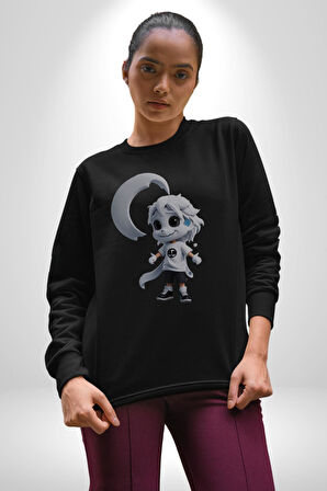 Japon Anime Baruto Momoshiki  Kadın Erkek  Siyah Baskılı Sweatshirt 