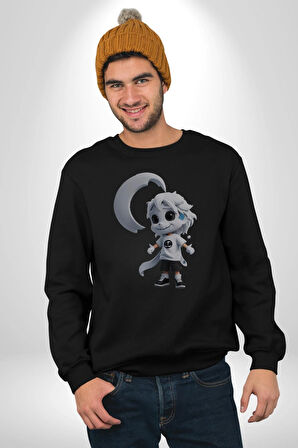 Japon Anime Baruto Momoshiki  Kadın Erkek  Siyah Baskılı Sweatshirt 