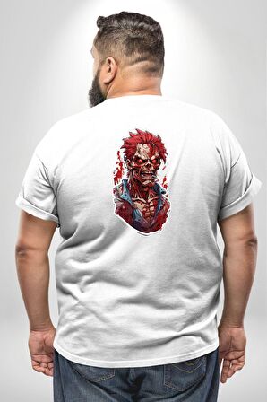 Zombi Beyaz The Walking Dead  Büyük Beden Beyaz Tişört Kadın Erkek Ünisex Sırt Baskılı
